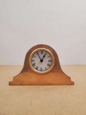 Modern quartz Bombay clock solid brass . Vintage office alarm clock, Bombay gold